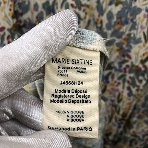 Marie Sixtine Blouse Womens M Bubble Sleeve Floral High Neck Cottagecore Prairie - Picture 11 of 12